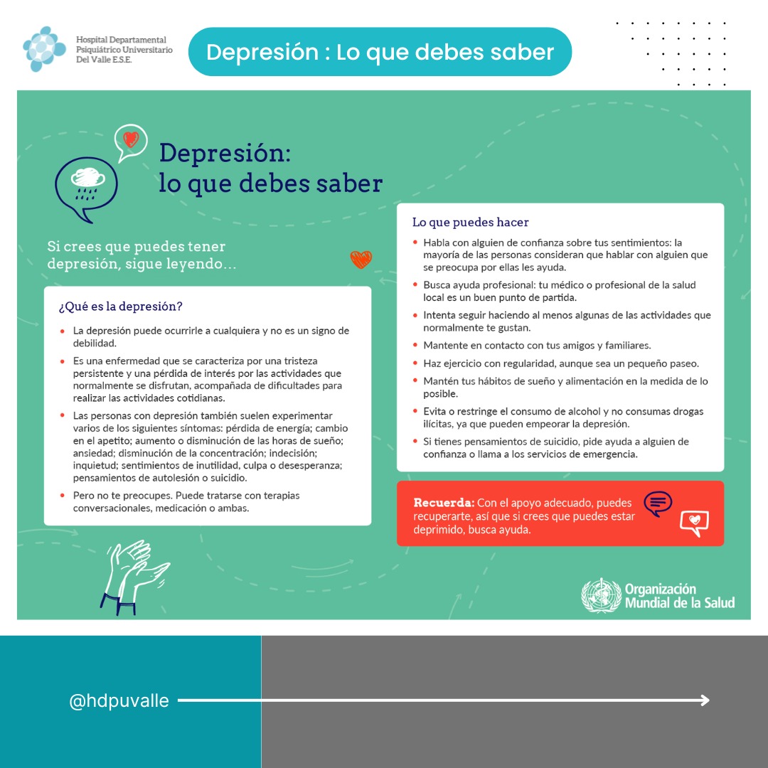 Material informativo del Hospital Departamental Psiquiátrico Universitario del Valle