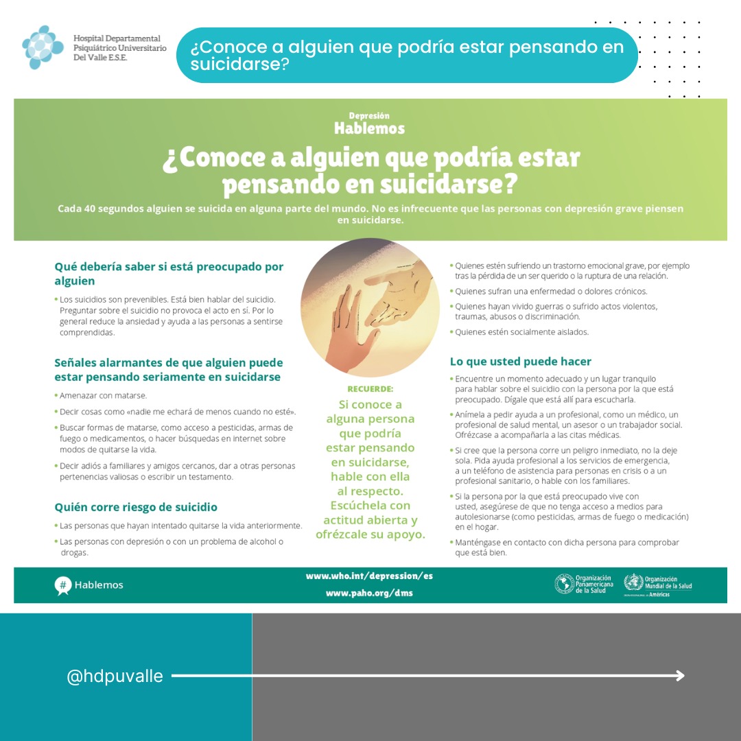 Material informativo del Hospital Departamental Psiquiátrico Universitario del Valle
